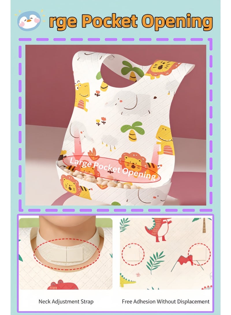20 individually packaged Sweetheart Orchard disposable bibs, washable, suitable for babies 3 months and older. The 24x34 cm wide opening effectively prevents leaks, and the adjustable noise design provides double protection. - Image 3